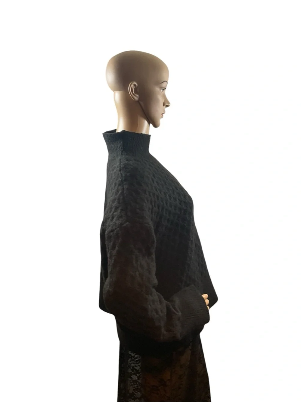 Kut from the Kloth Black Textured Mock Neck Sweater
